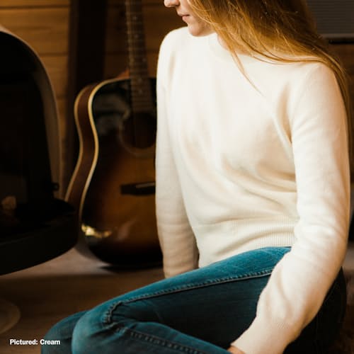 laydown image of Women's Brushed Cashmere Cropped Sweater