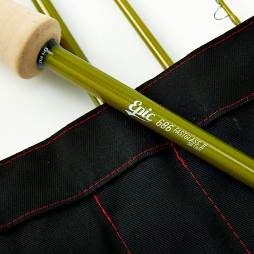 laydown image of 6wt 686 FastGlass Fly Rod w/Full Wells Grip