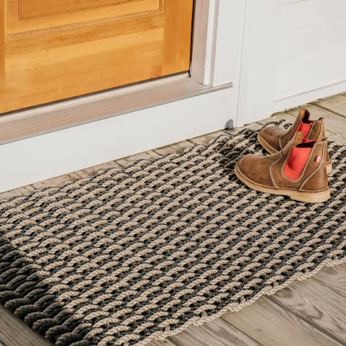 laydown image of Hand Woven Lobster Rope Doormat - Standard