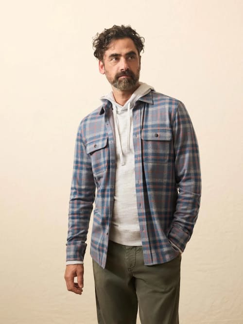 on model image of Legend Sweater Flannel Shirt