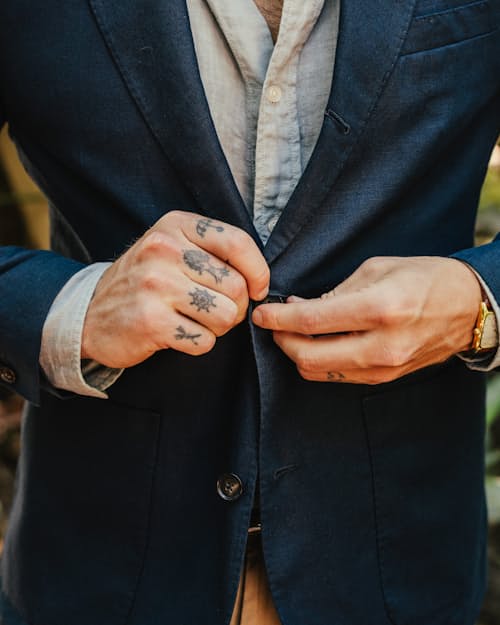 lifestyle image of Rosedale Linen Classic Patch Pocket Suit Jacket