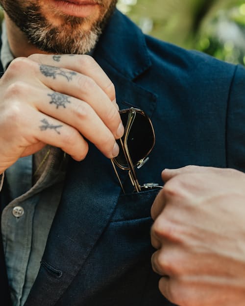 lifestyle image of Rosedale Linen Classic Patch Pocket Suit Jacket
