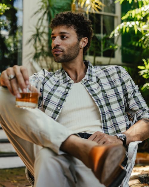 lifestyle image of Madras Long Sleeve Shirt