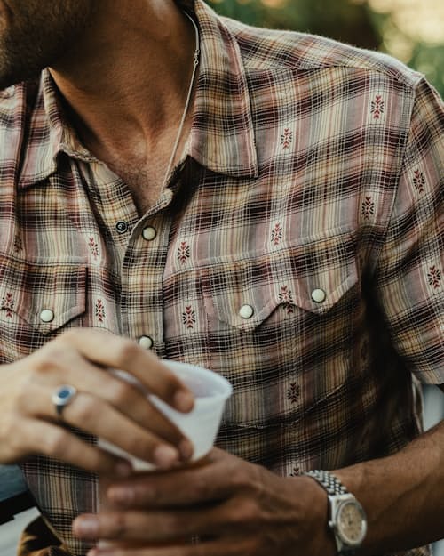 lifestyle image of Short Sleeve Sawtooth Western Shirt