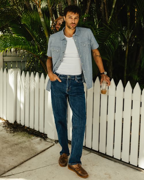 Miguel is 6’2”, 185 lbs, and wearing size 32 x 34