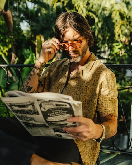 lifestyle image of Novelty Hemp Camp Collar Shirt