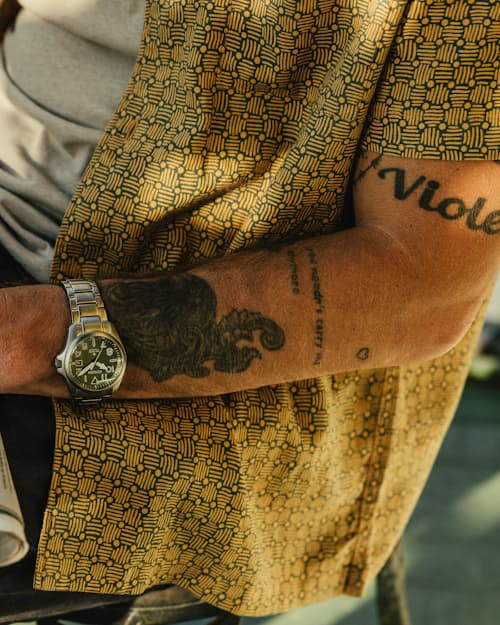 lifestyle image of Novelty Hemp Camp Collar Shirt