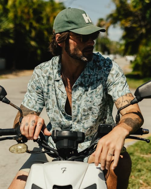 lifestyle image of Novelty Hemp Camp Collar Shirt