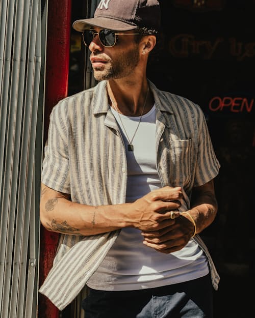 lifestyle image of Open Weave Camp Collar Shirt