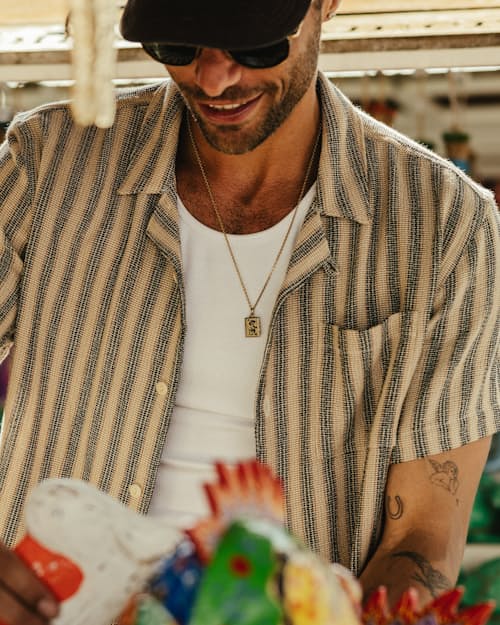 lifestyle image of Open Weave Camp Collar Shirt