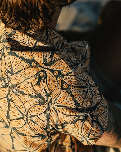 lifestyle image of Block Print Camp Collar Shirt