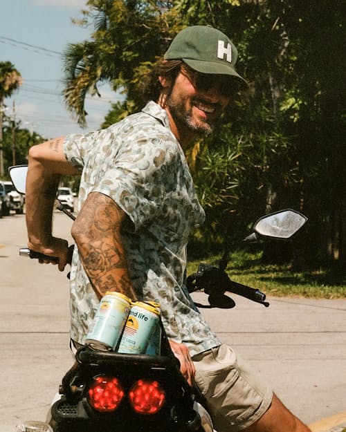 lifestyle image of Novelty Hemp Camp Collar Shirt