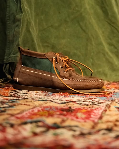 lifestyle image of Flint and Tinder x Easymoc Camp Scout Boot
