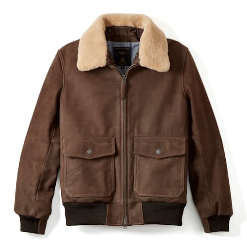 laydown image of Golden Bear Leather Bomber