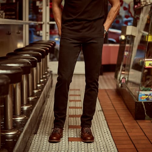 laydown image of Stonewashed Black Jeans - Slim