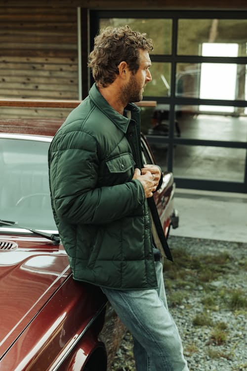 Dean is 6'3", 210 lbs, and wearing a size L