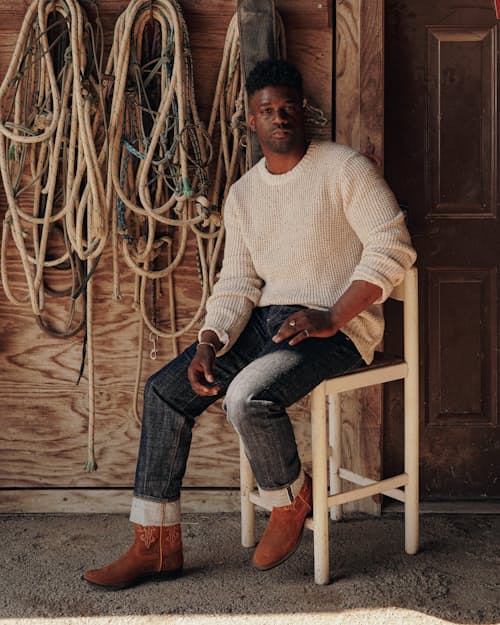 lifestyle image of Recycled Cotton Headlands Crewneck Sweater