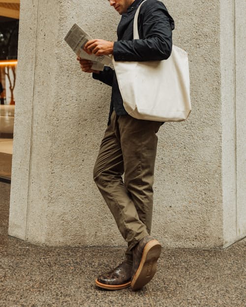 lifestyle image of Boone Wedge Chelsea Boot