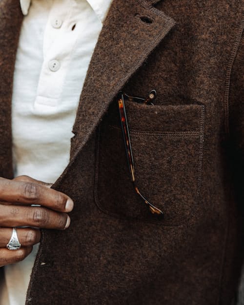 lifestyle image of The Boiled Wool Chore Blazer
