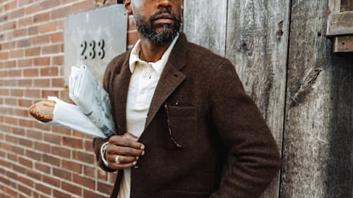 lifestyle image of The Boiled Wool Chore Blazer