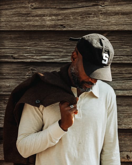 lifestyle image of The Vintage Slub Long Sleeve Polo