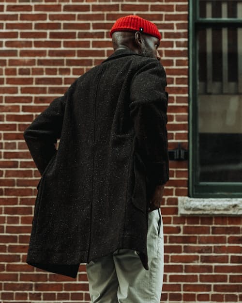 lifestyle image of Wool Herringbone Overcoat