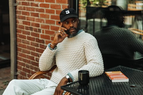 lifestyle image of Wool Fisherman Sweater