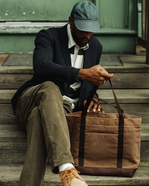 lifestyle image of Waxed Canvas Tote
