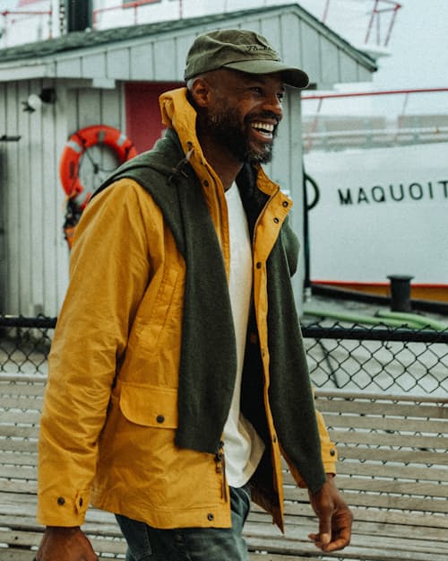 lifestyle image of Waxed Canvas Chain-Stitched Hat