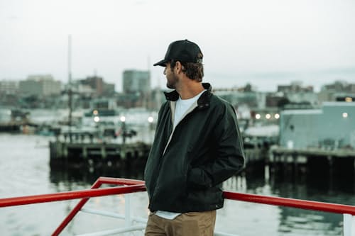 lifestyle image of Waxed Harrington Jacket