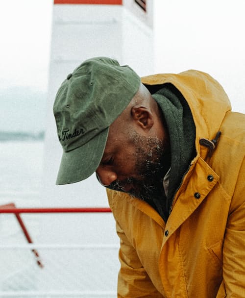 lifestyle image of Waxed Canvas Chain-Stitched Hat