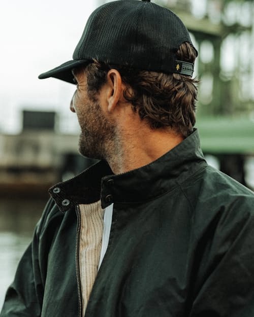 lifestyle image of Waxed Harrington Jacket