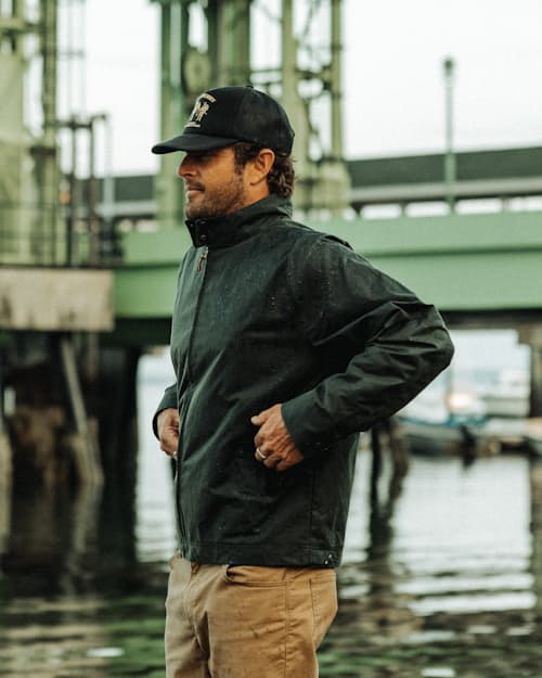 lifestyle image of Waxed Harrington Jacket