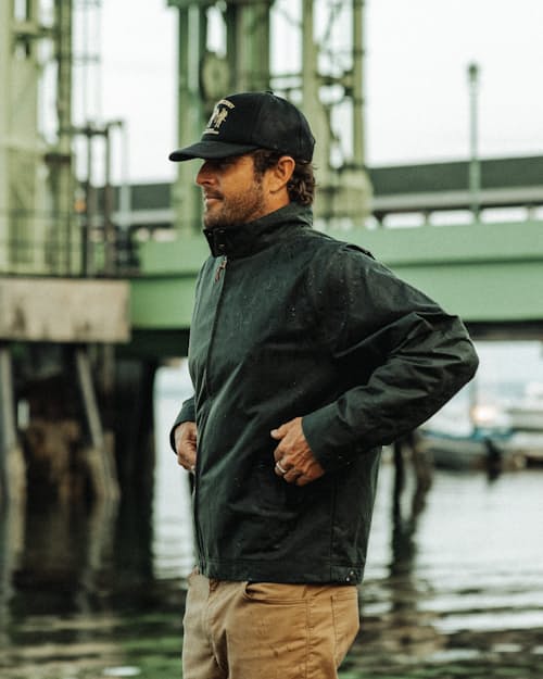 lifestyle image of Waxed Harrington Jacket