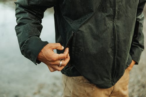 lifestyle image of Waxed Harrington Jacket