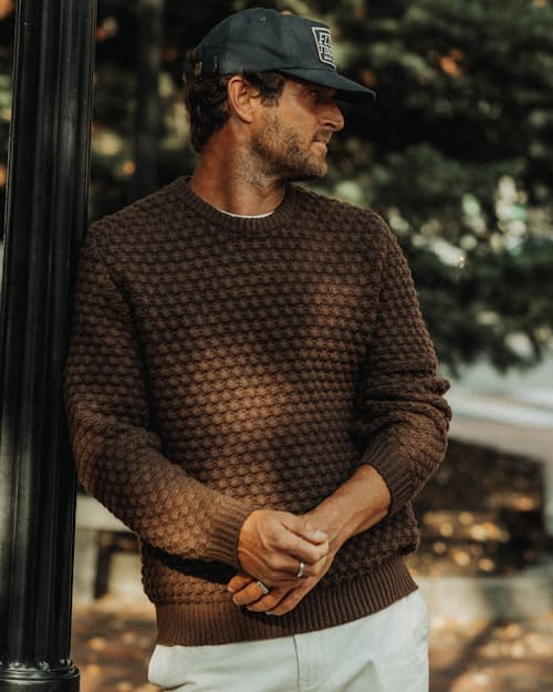 lifestyle image of Fisherman Crewneck Sweater [Bobble Stitch]