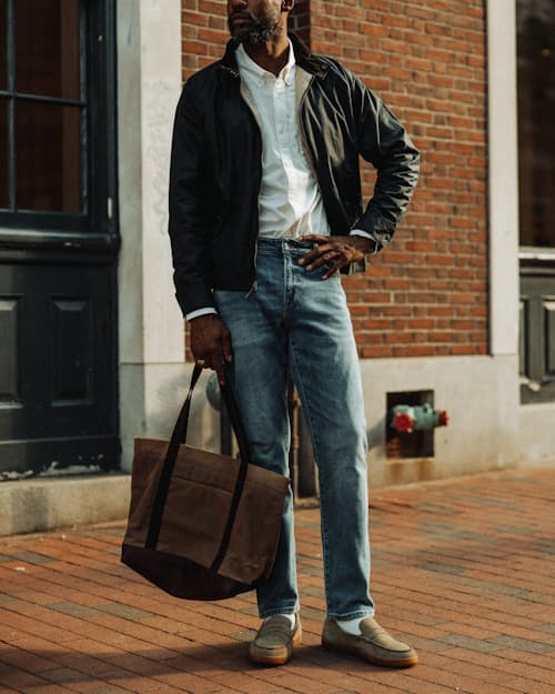 lifestyle image of Waxed Canvas Tote