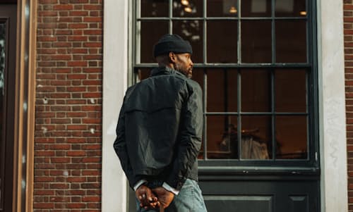 lifestyle image of Waxed Harrington Jacket