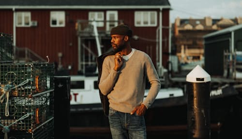 lifestyle image of Fine Merino V-Neck Sweater