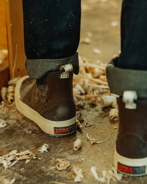 lifestyle image of Huckberry x XTRATUF Legacy Elevate Deck Boot