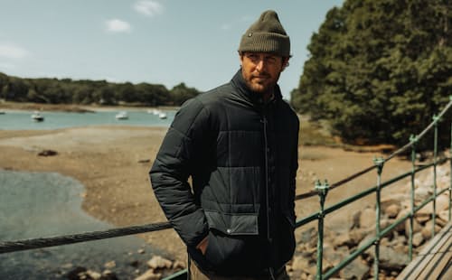 lifestyle image of The Jackson Quilted Down Zip Up Jacket