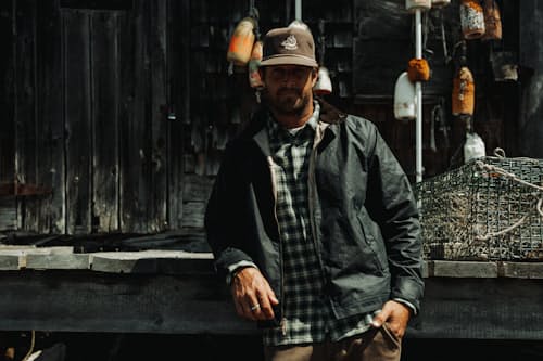 lifestyle image of Waxed Harrington Jacket