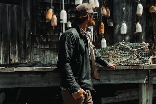 lifestyle image of Waxed Harrington Jacket