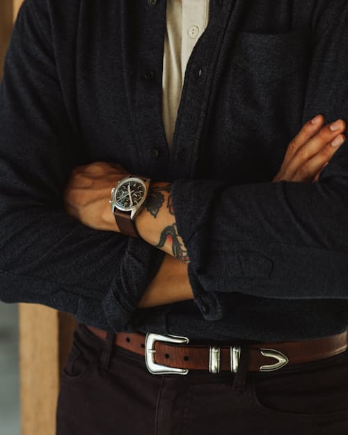 lifestyle image of Mc Coy II Bison Leather Western Belt