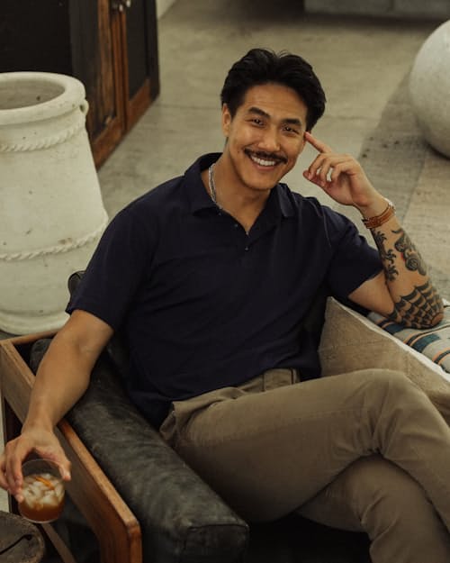lifestyle image of AloeKnit Polo Shirt