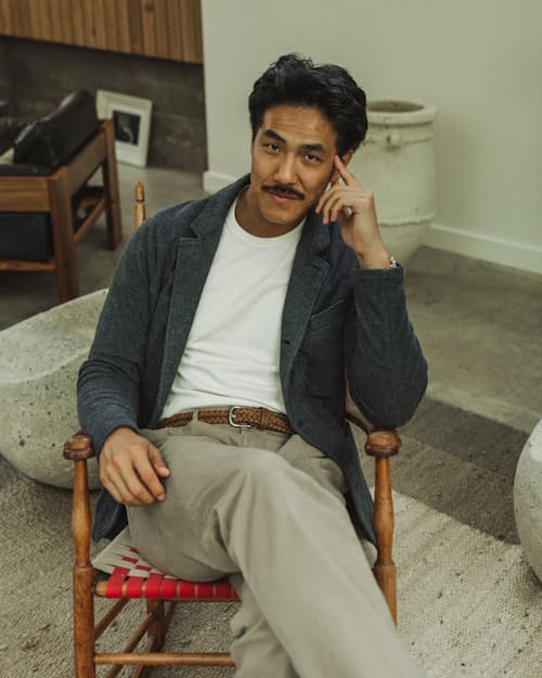 lifestyle image of 365 Pleated Chino Pant