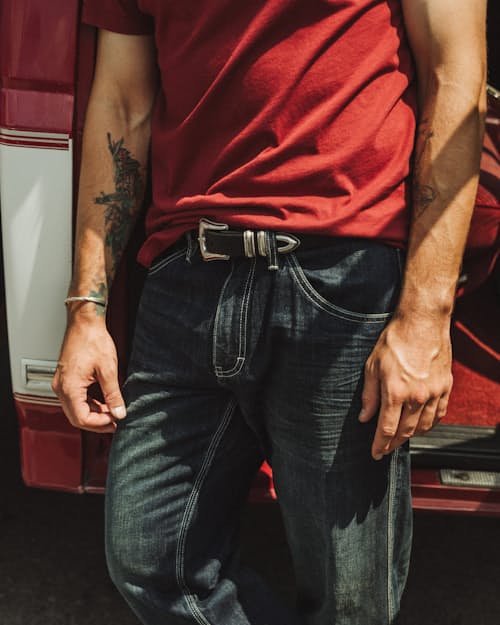 lifestyle image of Mc Coy II Bison Leather Western Belt