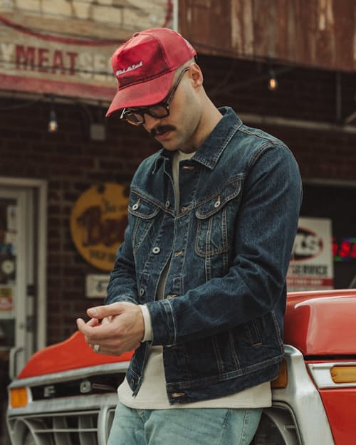 lifestyle image of Unlined Denim Trucker Jacket