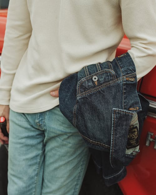 lifestyle image of Lightweight Garment Dyed Crewneck Sweater