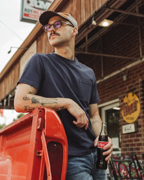 lifestyle image of American Heavyweight Pocket T-Shirt